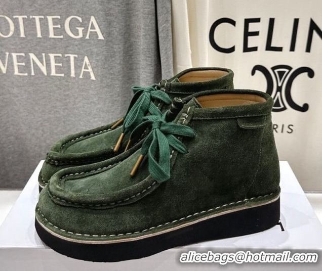Durable Loewe Faro High top Lace-up Shoes in Suede Green 0823070