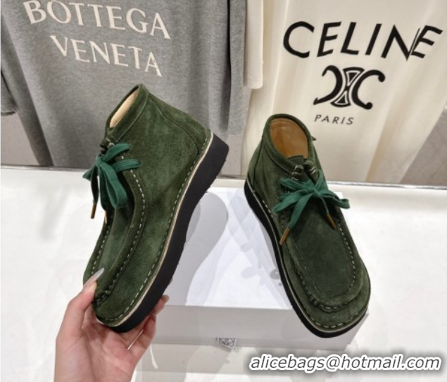 Durable Loewe Faro High top Lace-up Shoes in Suede Green 0823070