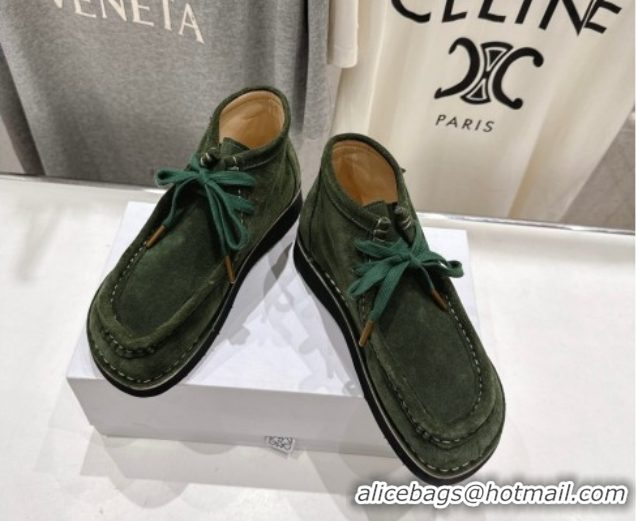 Durable Loewe Faro High top Lace-up Shoes in Suede Green 0823070