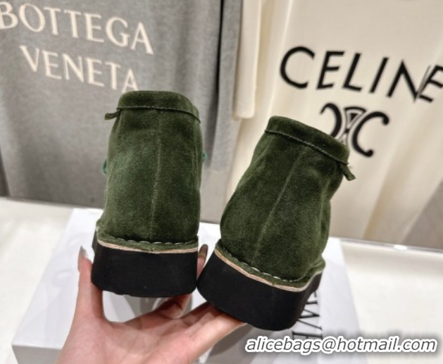 Durable Loewe Faro High top Lace-up Shoes in Suede Green 0823070