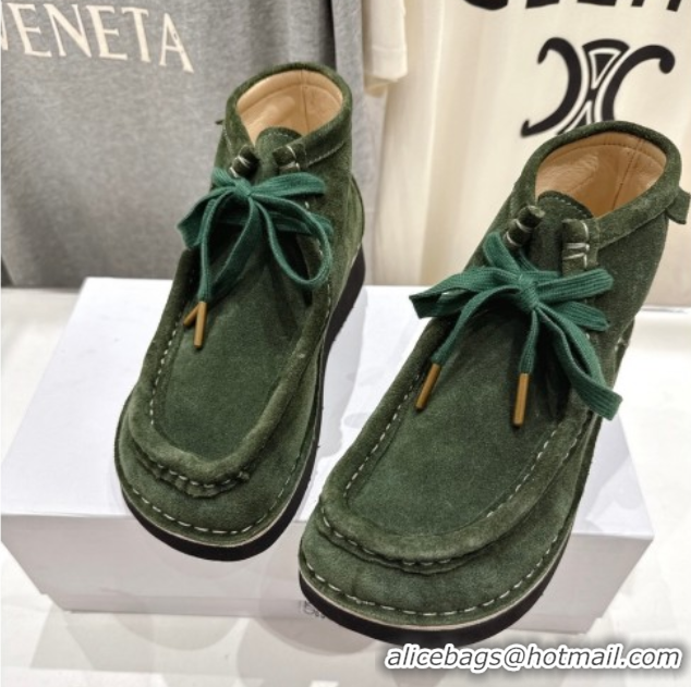 Durable Loewe Faro High top Lace-up Shoes in Suede Green 0823070