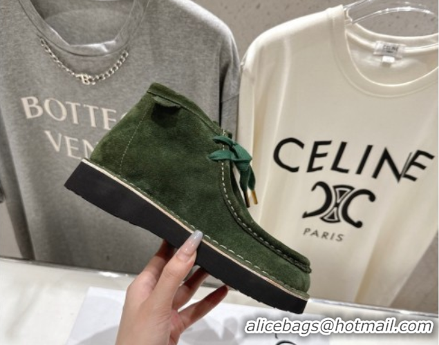 Durable Loewe Faro High top Lace-up Shoes in Suede Green 0823070