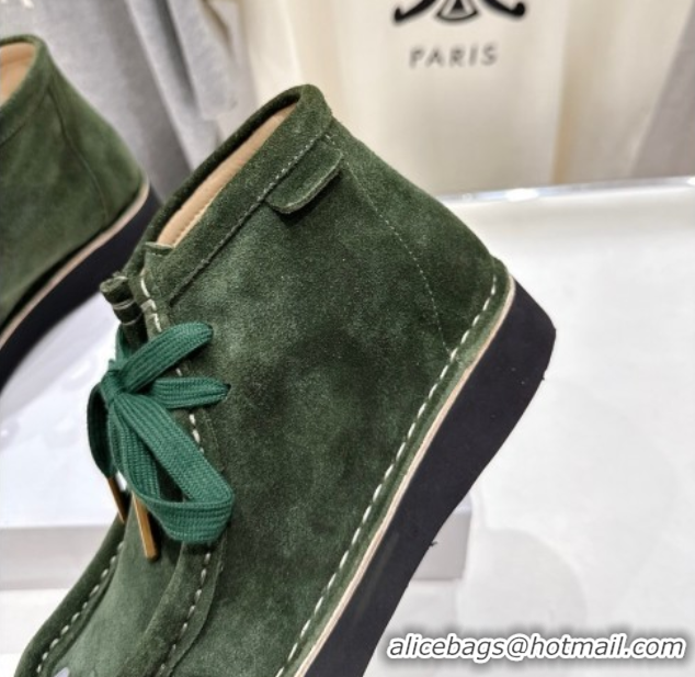 Durable Loewe Faro High top Lace-up Shoes in Suede Green 0823070