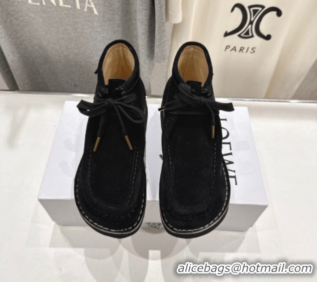 Popular Style Loewe Faro High top Lace-up Shoes in Suede Black 0823071