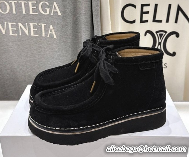 Popular Style Loewe Faro High top Lace-up Shoes in Suede Black 0823071