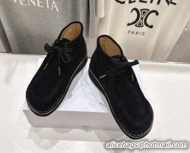 Popular Style Loewe Faro High top Lace-up Shoes in Suede Black 0823071