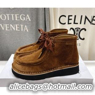 Good Looking Loewe Faro High top Lace-up Shoes in Suede Brown 0823072