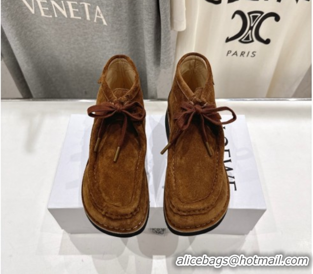 Good Looking Loewe Faro High top Lace-up Shoes in Suede Brown 0823072