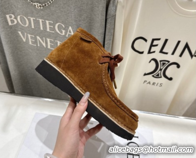 Good Looking Loewe Faro High top Lace-up Shoes in Suede Brown 0823072