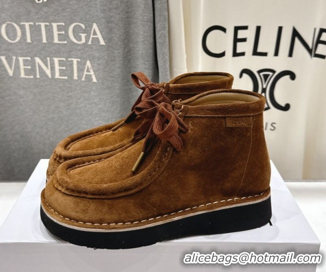 Good Looking Loewe Faro High top Lace-up Shoes in Suede Brown 0823072