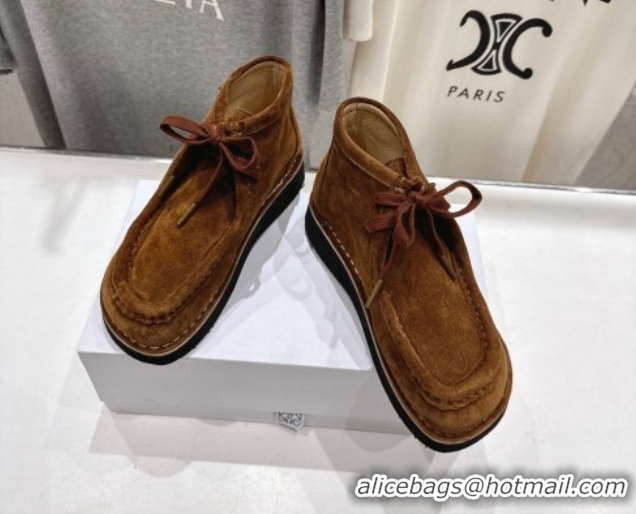 Good Looking Loewe Faro High top Lace-up Shoes in Suede Brown 0823072