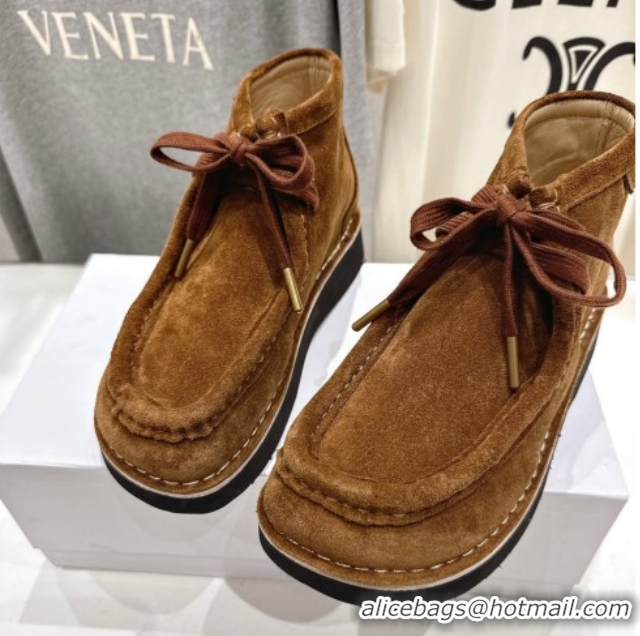 Good Looking Loewe Faro High top Lace-up Shoes in Suede Brown 0823072