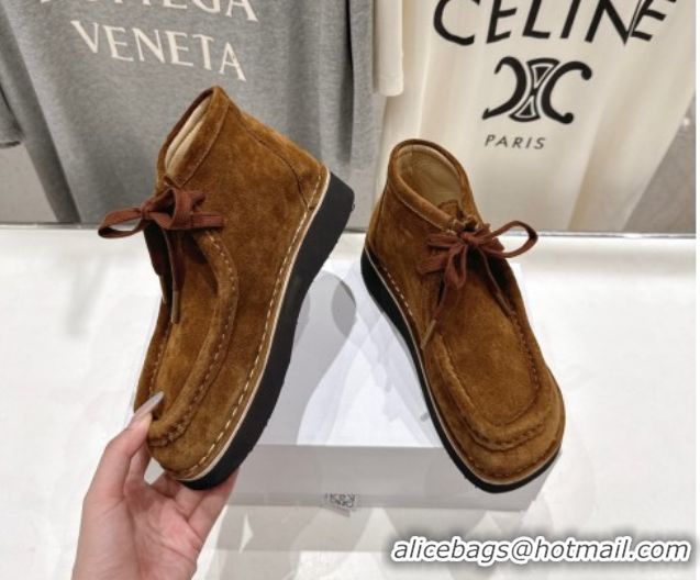 Good Looking Loewe Faro High top Lace-up Shoes in Suede Brown 0823072