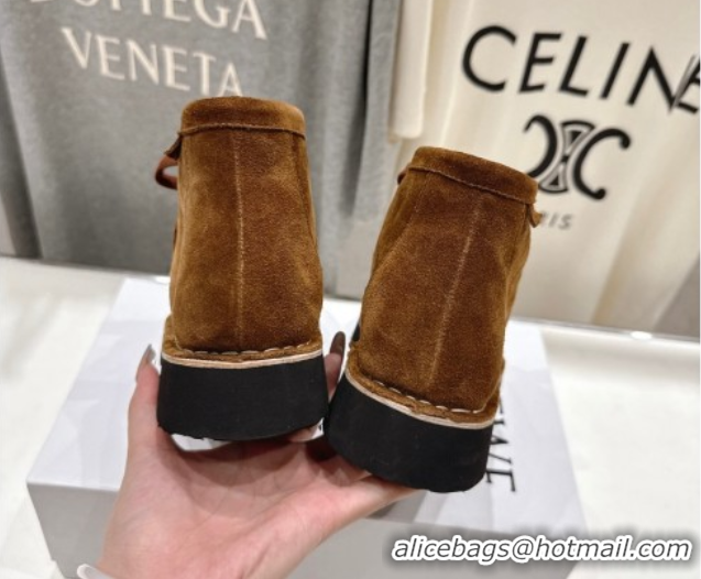 Good Looking Loewe Faro High top Lace-up Shoes in Suede Brown 0823072