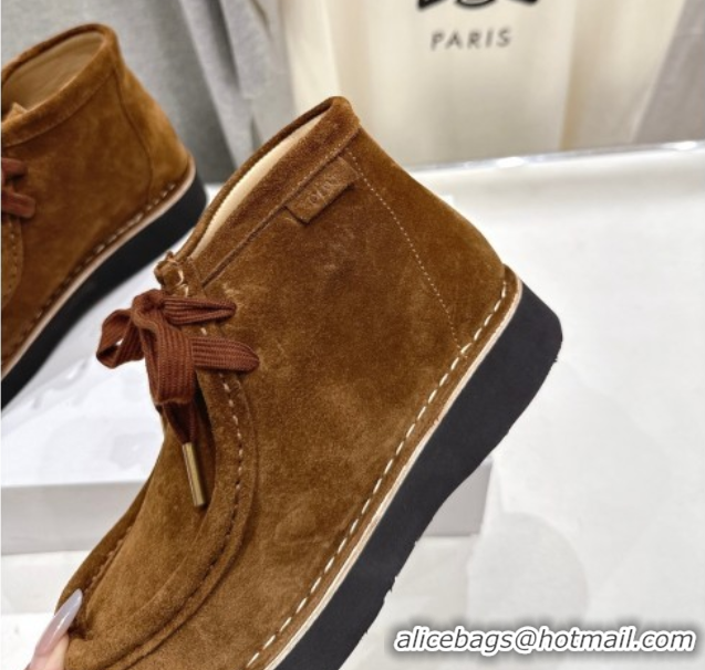 Good Looking Loewe Faro High top Lace-up Shoes in Suede Brown 0823072