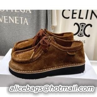 Pretty Style Loewe Faro Lace-up Shoes in Suede Brown 0823073