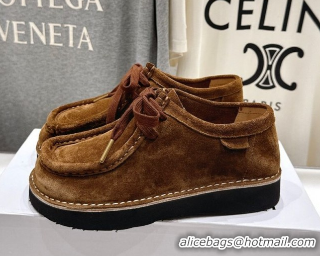 Pretty Style Loewe Faro Lace-up Shoes in Suede Brown 0823073