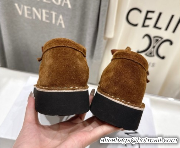 Pretty Style Loewe Faro Lace-up Shoes in Suede Brown 0823073