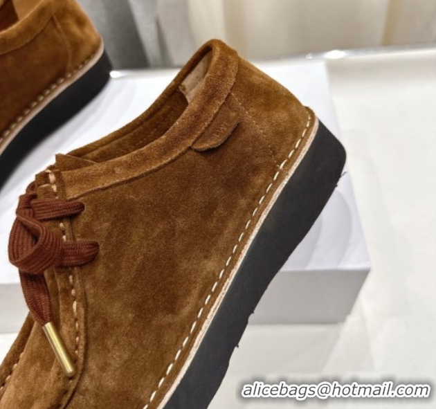 Pretty Style Loewe Faro Lace-up Shoes in Suede Brown 0823073