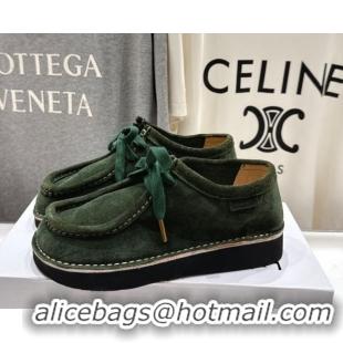 Best Product Loewe Faro Lace-up Shoes in Suede Green 0823074