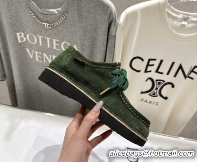 Best Product Loewe Faro Lace-up Shoes in Suede Green 0823074