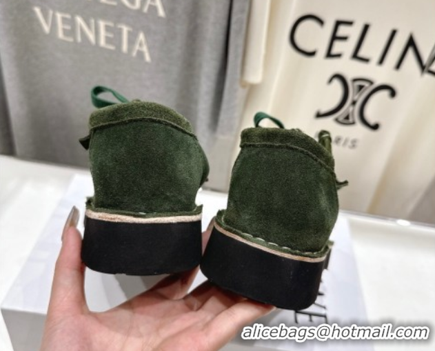 Best Product Loewe Faro Lace-up Shoes in Suede Green 0823074