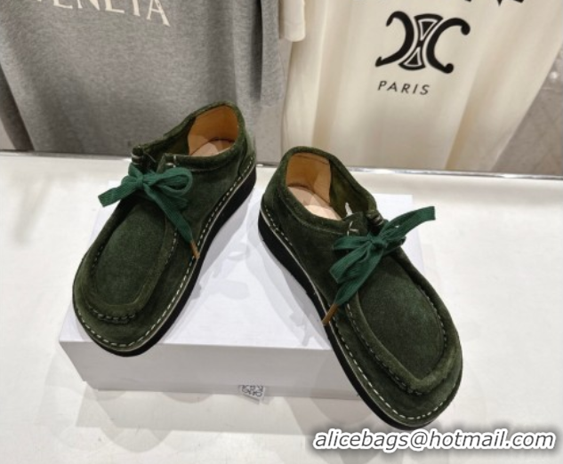 Best Product Loewe Faro Lace-up Shoes in Suede Green 0823074