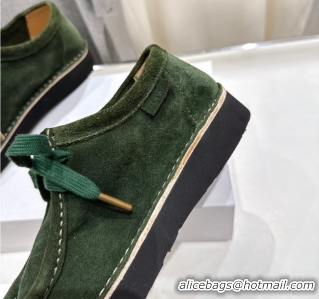 Best Product Loewe Faro Lace-up Shoes in Suede Green 0823074