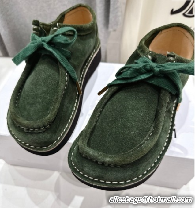 Best Product Loewe Faro Lace-up Shoes in Suede Green 0823074