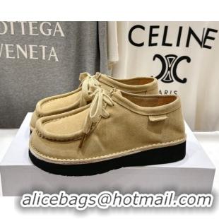 Top Grade Loewe Faro Lace-up Shoes in Suede Light Beige 0823075