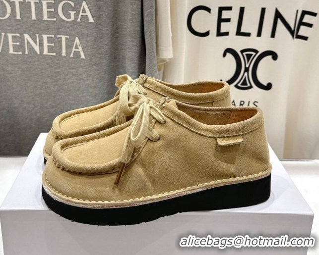 Top Grade Loewe Faro Lace-up Shoes in Suede Light Beige 0823075