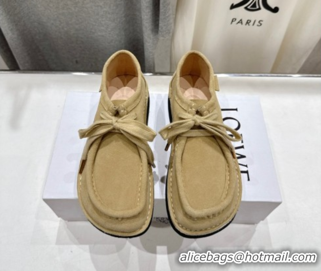 Top Grade Loewe Faro Lace-up Shoes in Suede Light Beige 0823075
