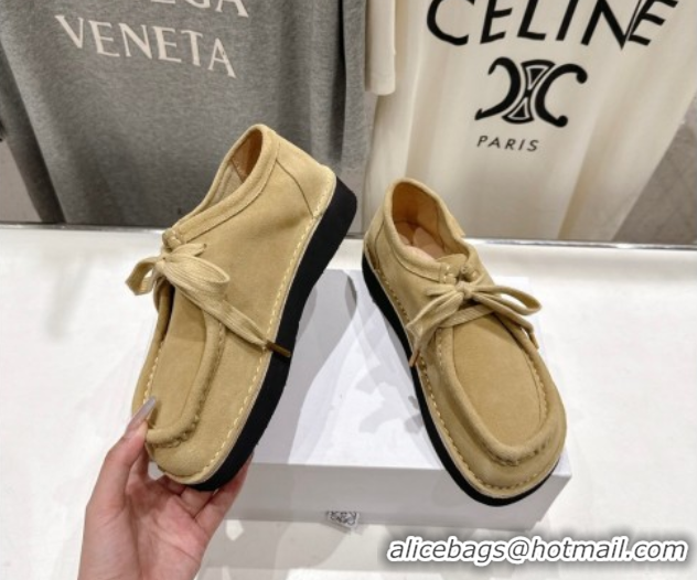 Top Grade Loewe Faro Lace-up Shoes in Suede Light Beige 0823075