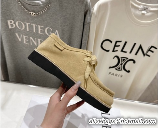 Top Grade Loewe Faro Lace-up Shoes in Suede Light Beige 0823075