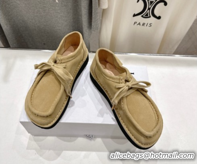 Top Grade Loewe Faro Lace-up Shoes in Suede Light Beige 0823075