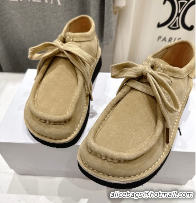 Top Grade Loewe Faro Lace-up Shoes in Suede Light Beige 0823075