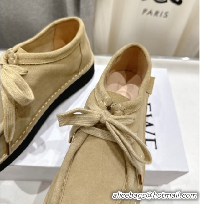 Top Grade Loewe Faro Lace-up Shoes in Suede Light Beige 0823075