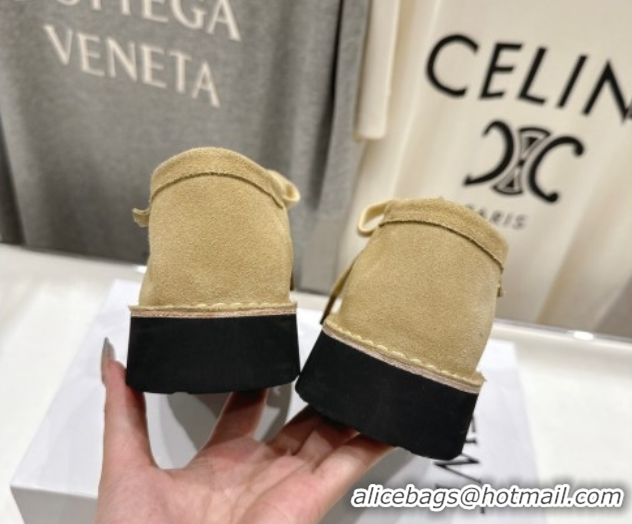 Top Grade Loewe Faro Lace-up Shoes in Suede Light Beige 0823075