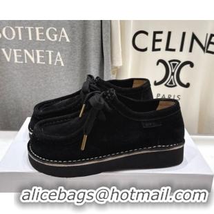 Good Quality Loewe Faro Lace-up Shoes in Suede Black 0823076