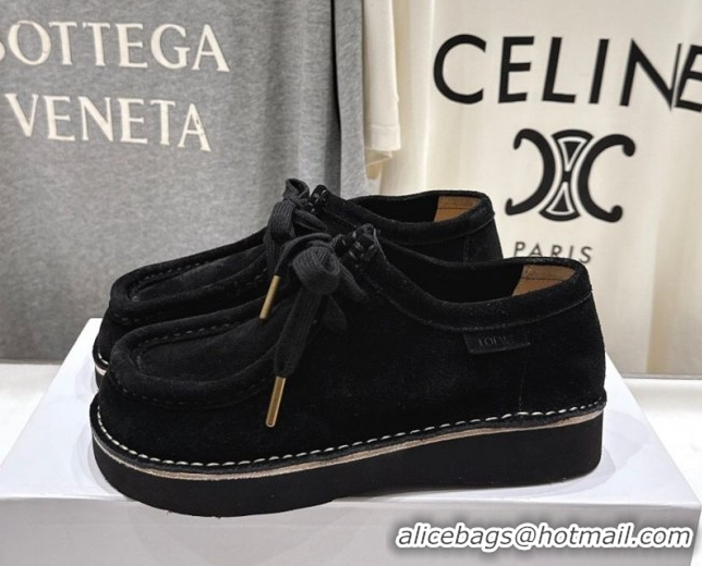 Good Quality Loewe Faro Lace-up Shoes in Suede Black 0823076