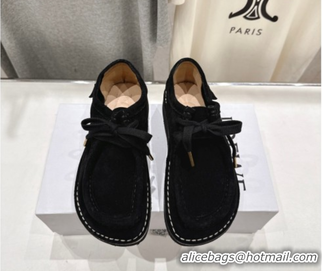 Good Quality Loewe Faro Lace-up Shoes in Suede Black 0823076