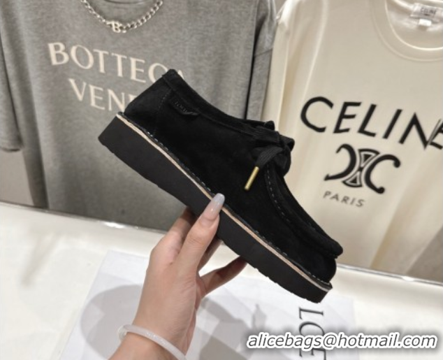 Good Quality Loewe Faro Lace-up Shoes in Suede Black 0823076