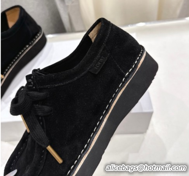 Good Quality Loewe Faro Lace-up Shoes in Suede Black 0823076