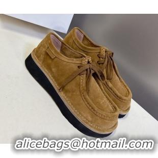 Best Price Loewe Faro Lace-up Shoes in Suede Dark Beige 50823078