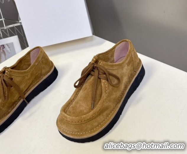 Best Price Loewe Faro Lace-up Shoes in Suede Dark Beige 50823078