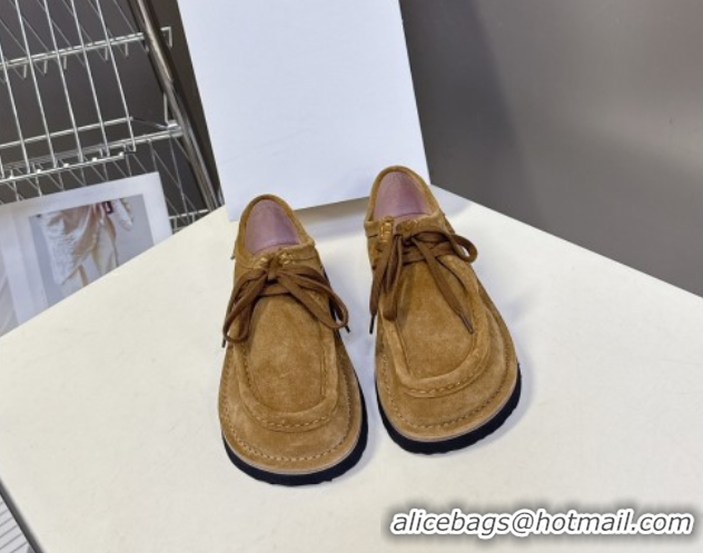 Best Price Loewe Faro Lace-up Shoes in Suede Dark Beige 50823078