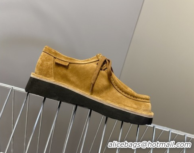 Best Price Loewe Faro Lace-up Shoes in Suede Dark Beige 50823078