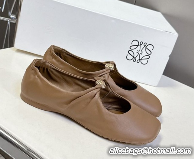 Good Looking Loewe Pebble Soft ballerinas flat in nappa lambskin Brown 0823079