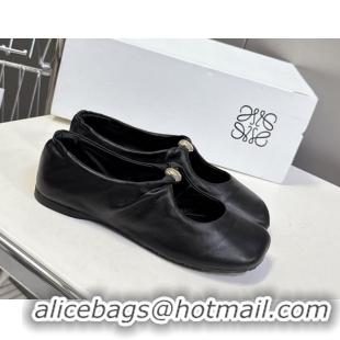 Good Quality Loewe Pebble Soft ballerinas flat in nappa lambskin Black 0823081