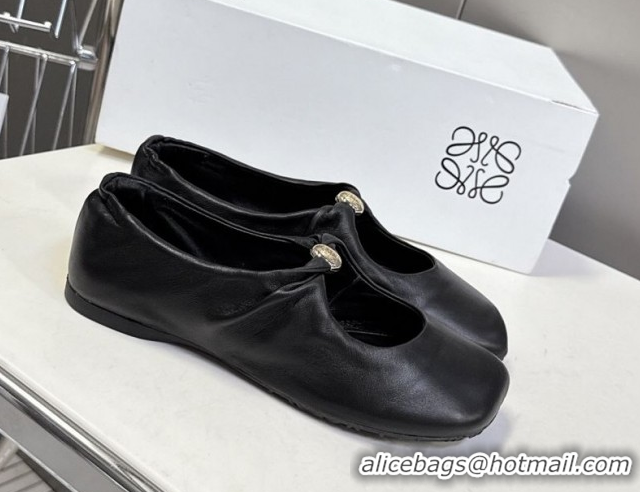 Good Quality Loewe Pebble Soft ballerinas flat in nappa lambskin Black 0823081